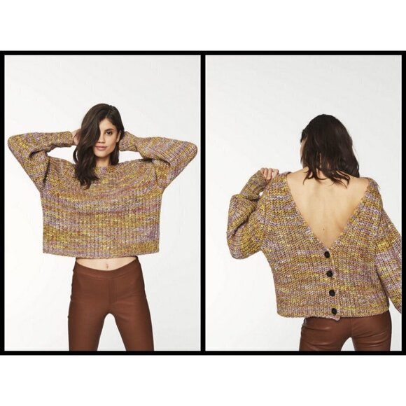 💕BA&SH💕 Gilet Haili Reversible Cardigan Sweater ~ Jaune Knit Medium US 8 - Picture 3 of 16